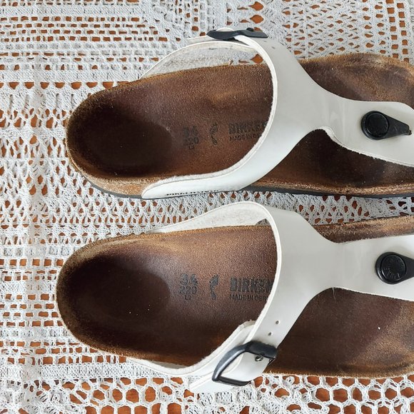 Birkenstock Sandals White Gizeh Thong Eva Slippers Slip-on Adjustable Buckle 34 - Picture 11 of 14